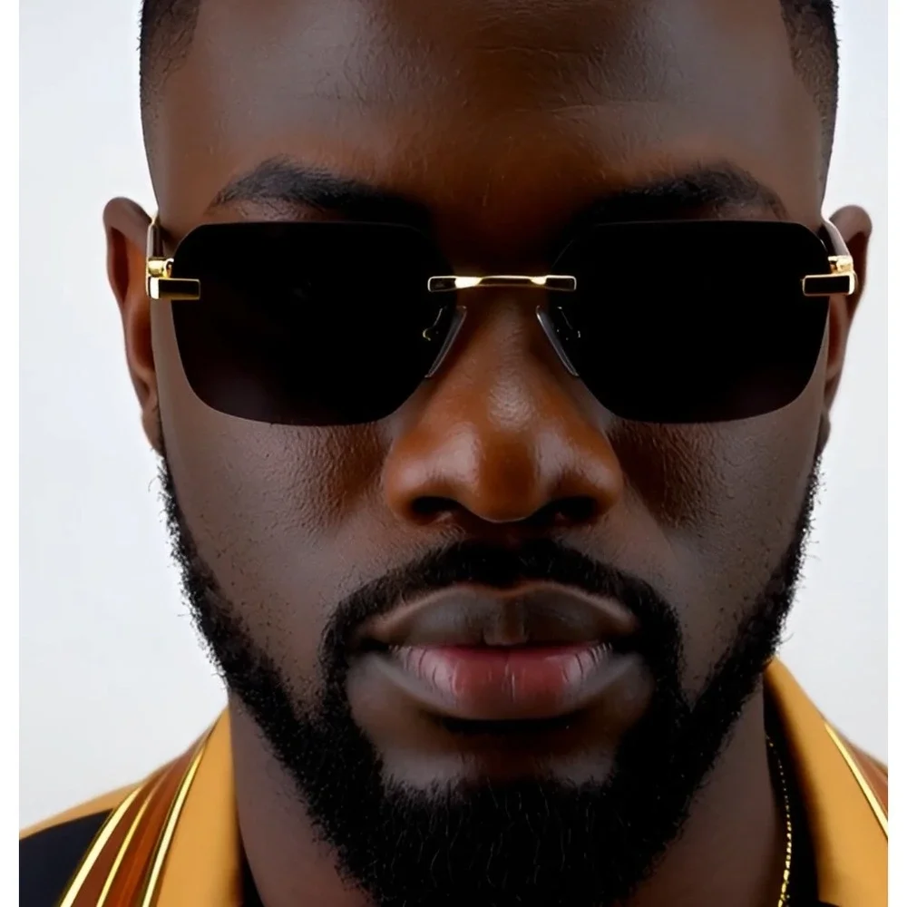 Classy Elegant Modern Retro Hip Hop Dark Black Lens SUNGLASSES Gold Frame Lentes